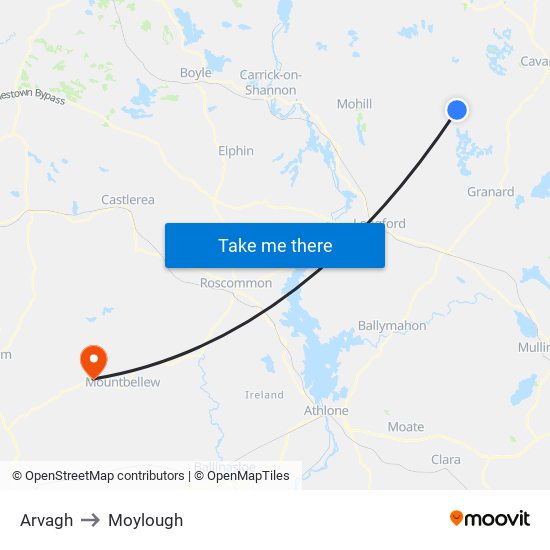 Arvagh to Moylough map