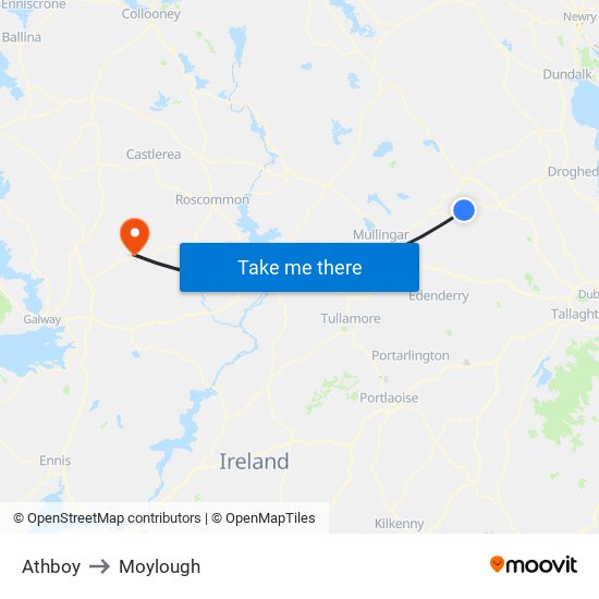 Athboy to Moylough map