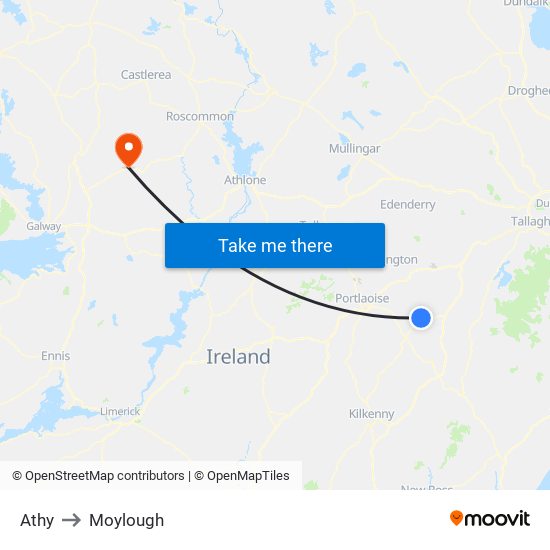 Athy to Moylough map