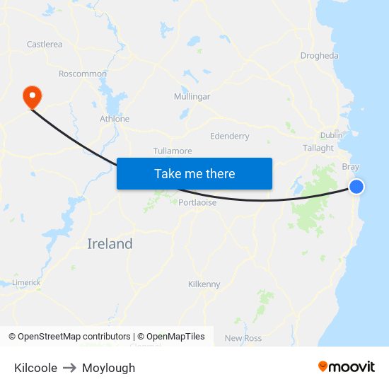 Kilcoole to Moylough map