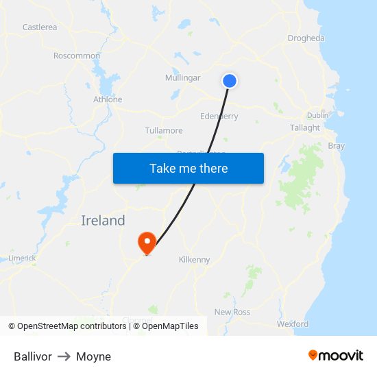 Ballivor to Moyne map