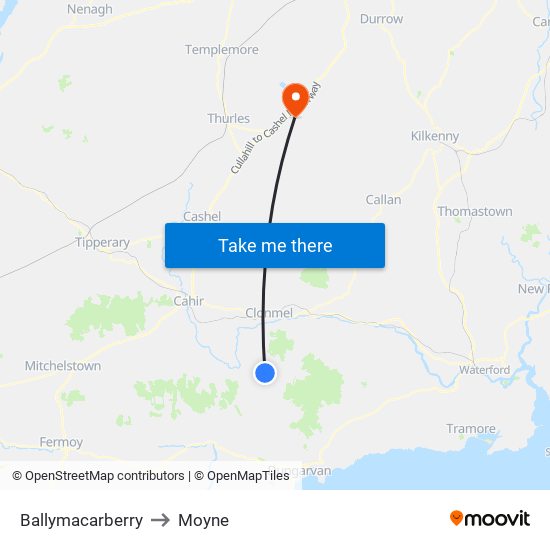 Ballymacarberry to Moyne map