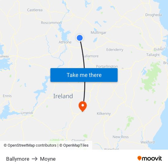 Ballymore to Moyne map