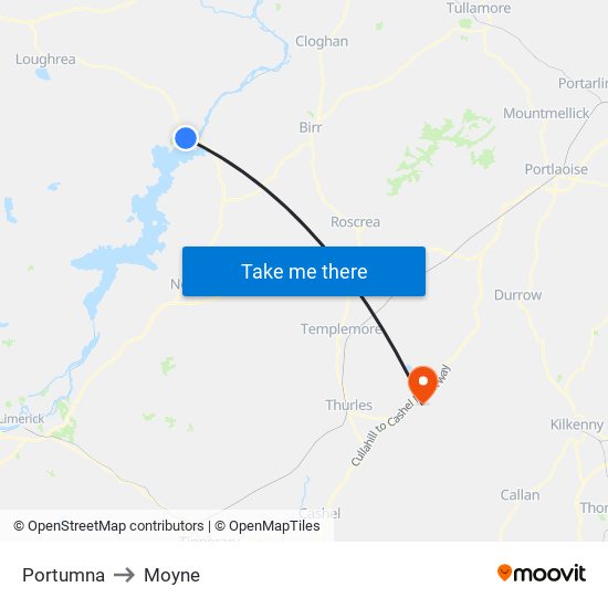 Portumna to Moyne map