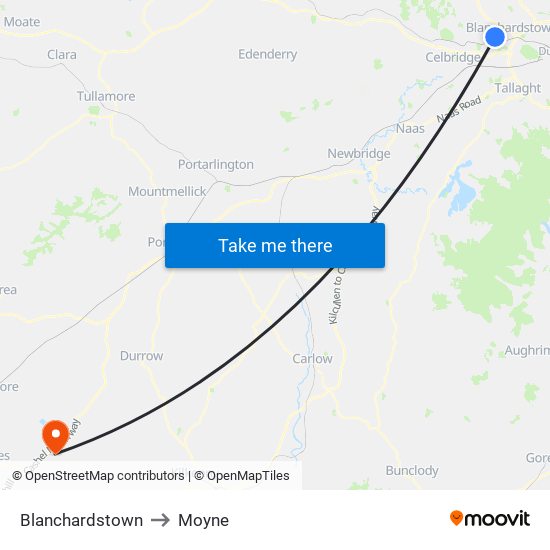 Blanchardstown to Moyne map