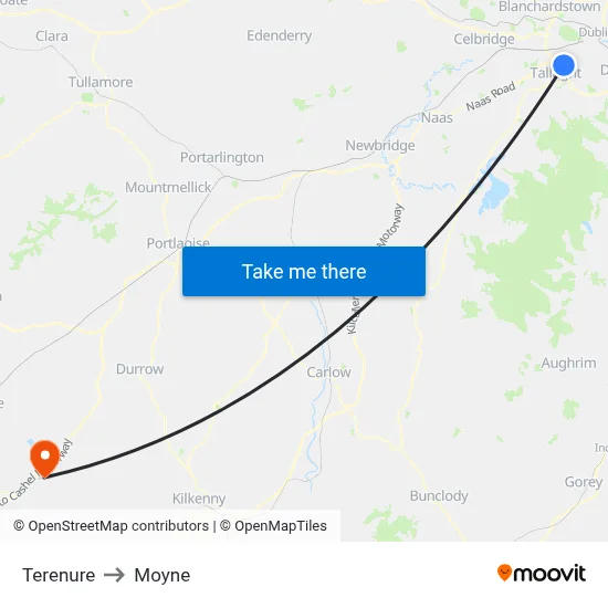 Terenure to Moyne map