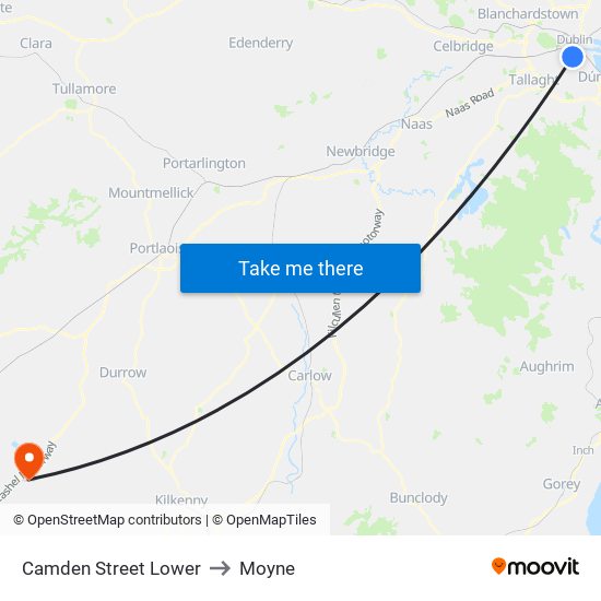 Camden Street Lower to Moyne map