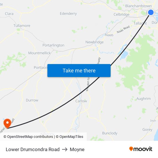 Lower Drumcondra Road to Moyne map
