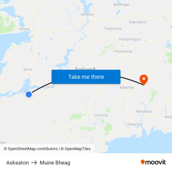 Askeaton to Muine Bheag map