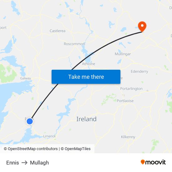 Ennis to Mullagh map