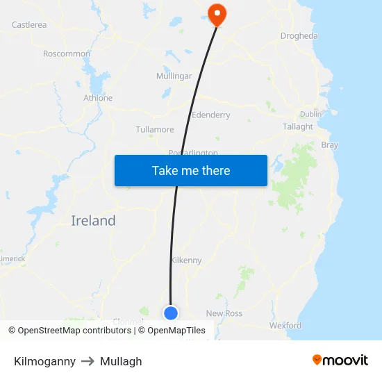 Kilmoganny to Mullagh map