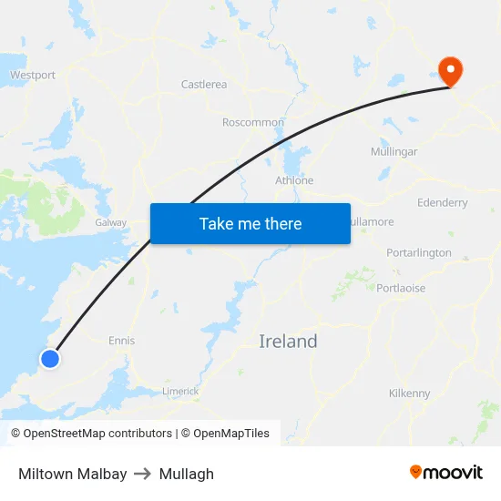Miltown Malbay to Mullagh map