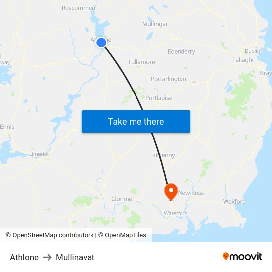 Athlone to Mullinavat map
