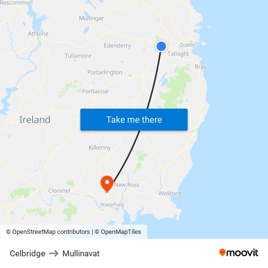 Celbridge to Mullinavat map