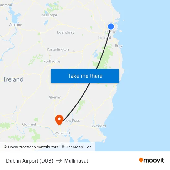 Dublin Airport (DUB) to Mullinavat map