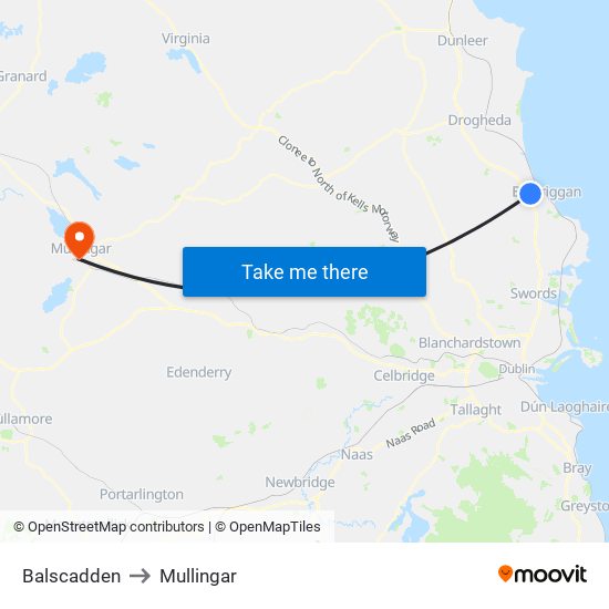 Balscadden to Mullingar map
