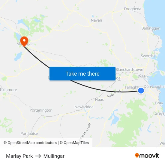 Marlay Park to Mullingar map