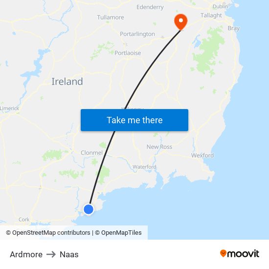 Ardmore to Naas map
