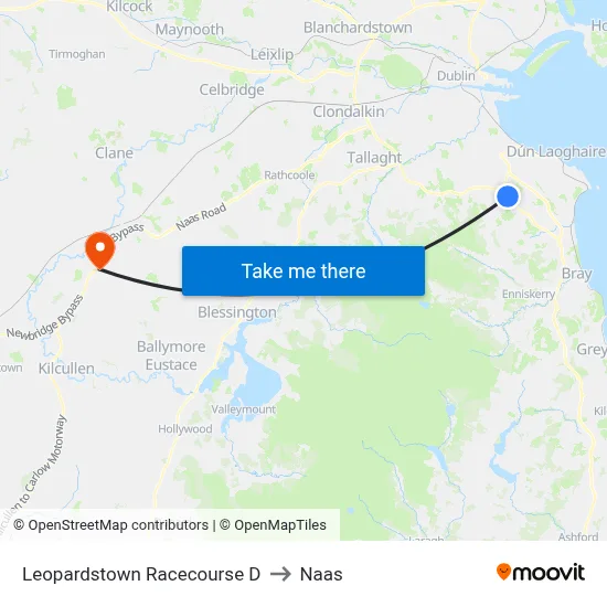Leopardstown Racecourse D to Naas map