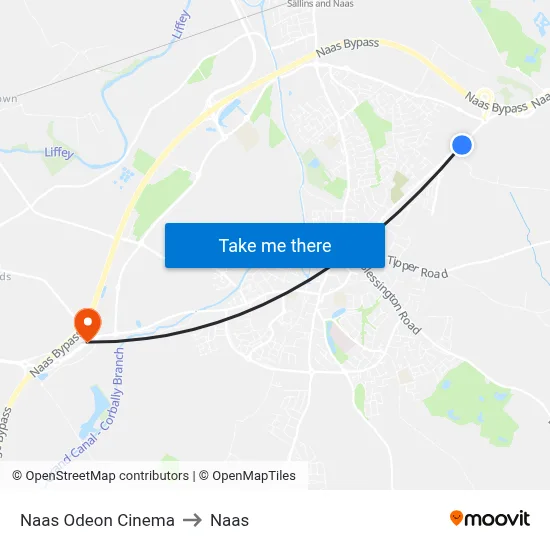 Naas Odeon Cinema to Naas map