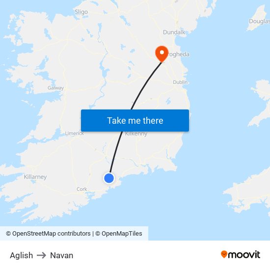 Aglish to Navan map