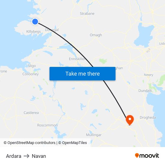 Ardara to Navan map