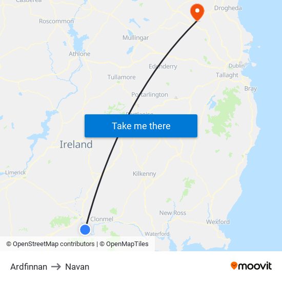 Ardfinnan to Navan map
