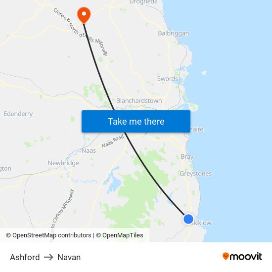 Ashford to Navan map