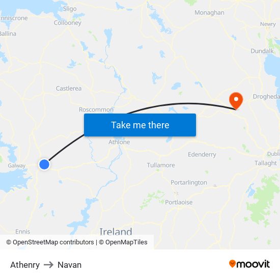 Athenry to Navan map