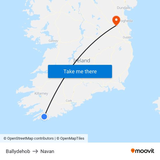 Ballydehob to Navan map