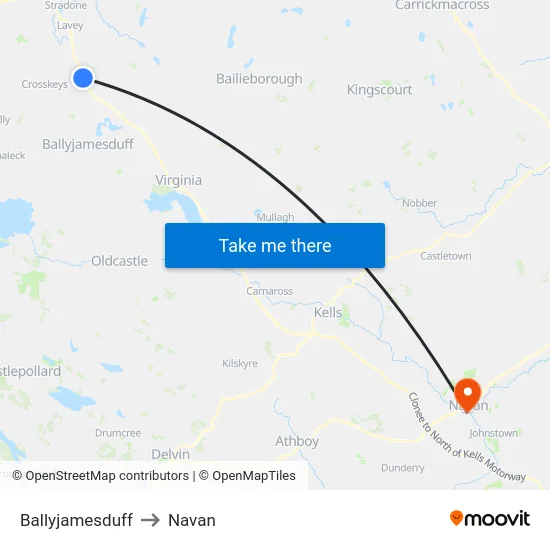 Ballyjamesduff to Navan map