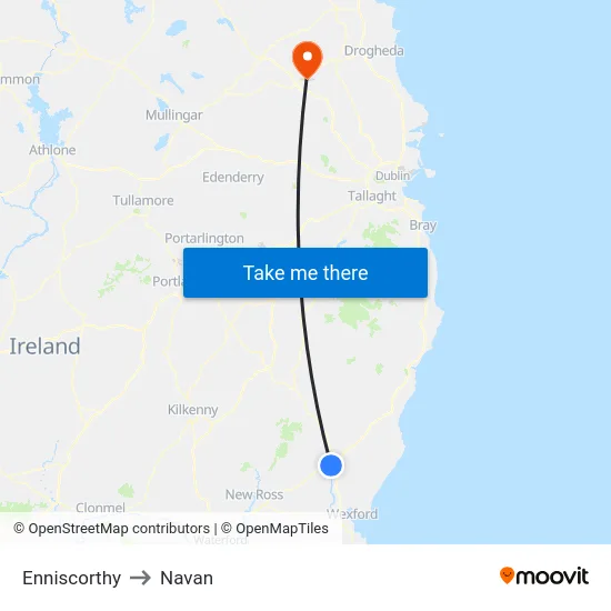 Enniscorthy to Navan map