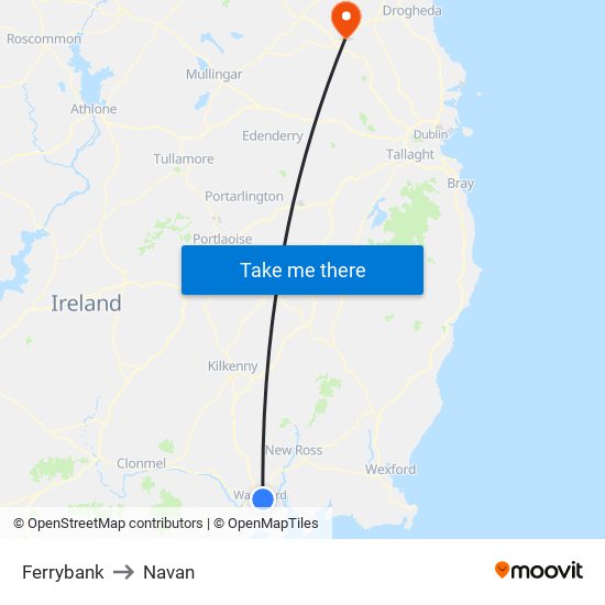 Ferrybank to Navan map