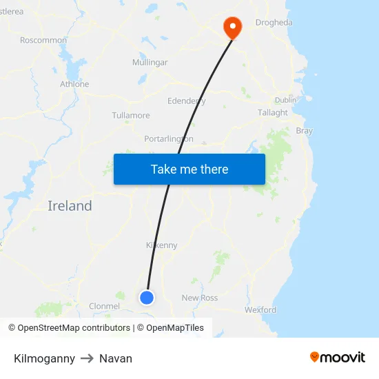 Kilmoganny to Navan map