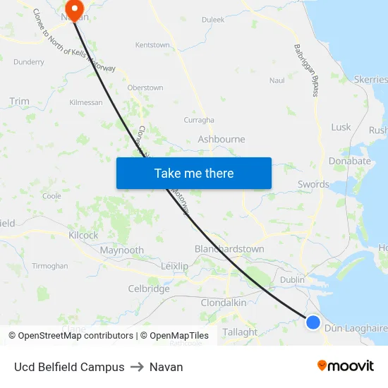 Ucd Belfield Campus to Navan map