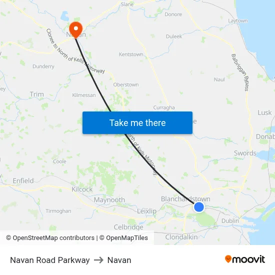 Navan Road Parkway to Navan map