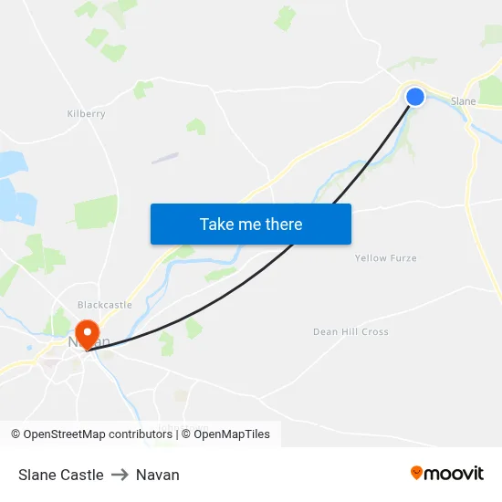 Slane Castle to Navan map