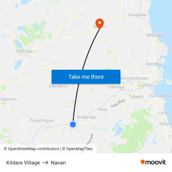 Kildare Village to Navan map