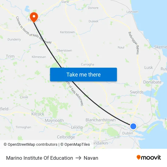 Marino Institute Of Education to Navan map