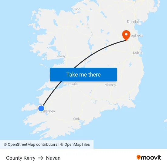 County Kerry to Navan map