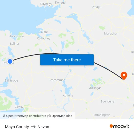 Mayo County to Navan map