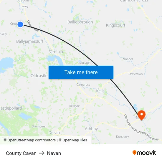 County Cavan to Navan map
