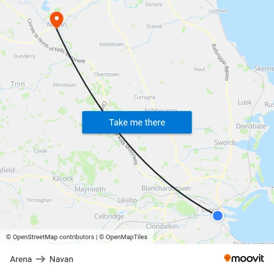 Arena to Navan map