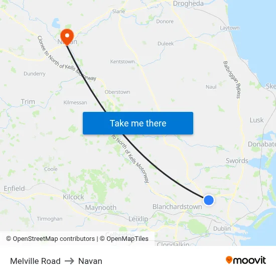 Melville Road to Navan map