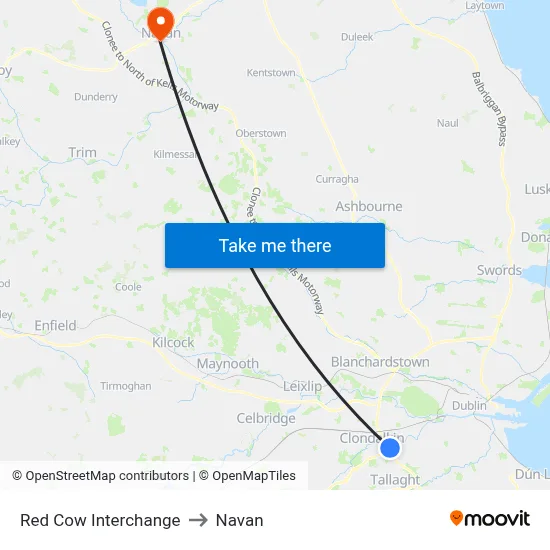 Red Cow Interchange to Navan map