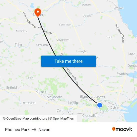 Phoinex Park to Navan map