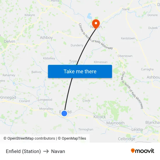 Enfield (Station) to Navan map