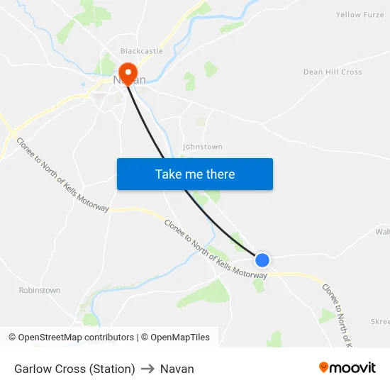 Garlow Cross (Station) to Navan map