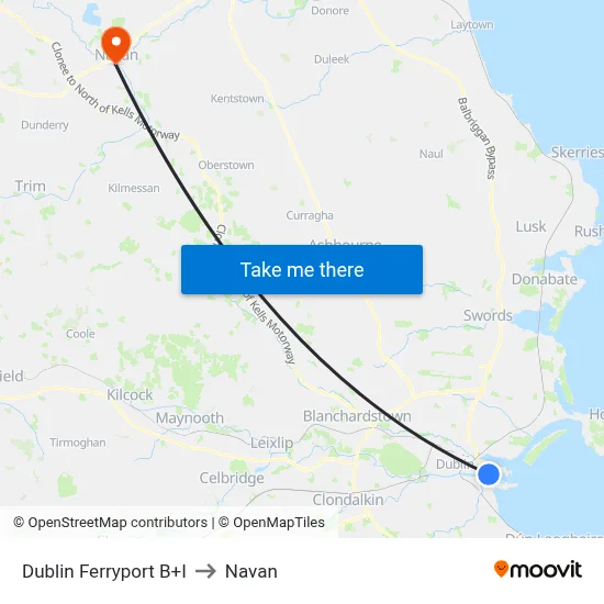 Dublin Ferryport B+I to Navan map
