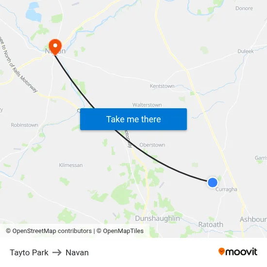 Tayto Park to Navan map